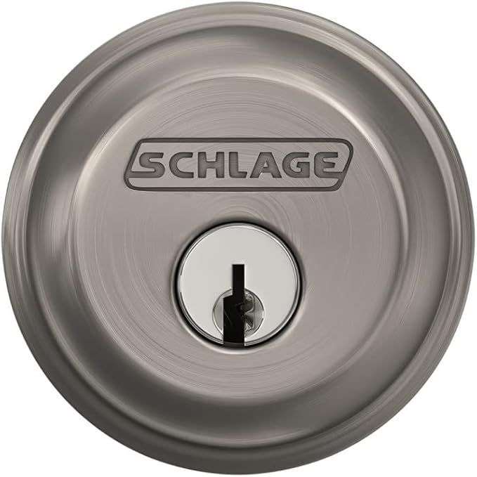 Schlage B60 N 619 Deadbolt, Keyed 1 Side, Highest Residential Security, Satin Nickel