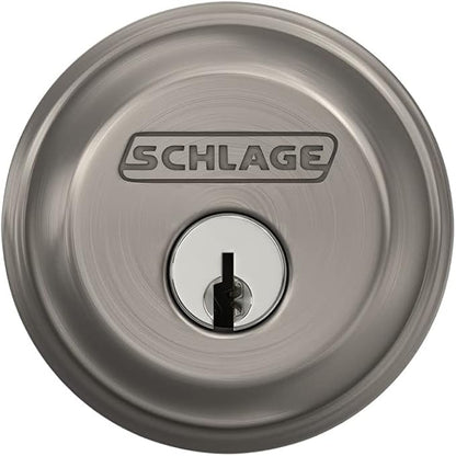 Schlage B60 N 619 Deadbolt, Keyed 1 Side, Highest Residential Security, Satin Nickel