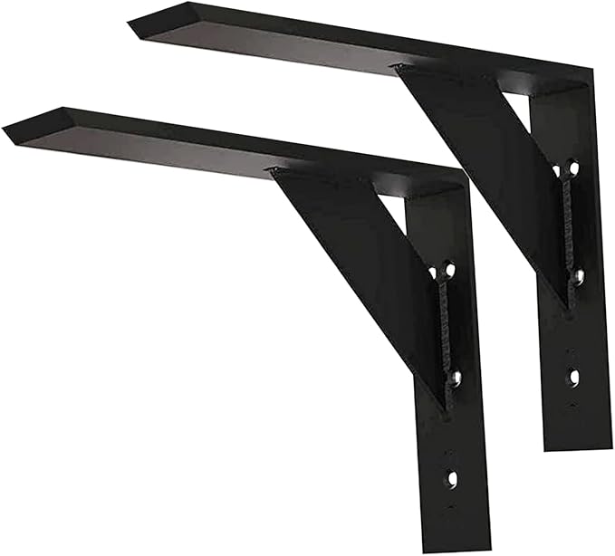 Countertop Support Bracket 12 Inch Heavy Duty Shelf Bracket 2 Pack 3/8" Thick Black12 x10 x2.5 for Granite Quartz Wood Laminate Countertops