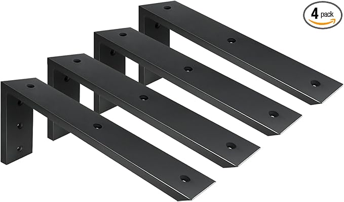Countertop Support Bracket 4 Pack 14 inch Heavy Duty 1/2" Thick Black Black Granite Countertop Bracket 14"x6"x2.5" Shelf L Bracket Mantel Corbels for Quartz/Granite/Wood/Concret/Laminate Countertops