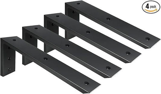 Countertop Support Bracket 4 Pack 14 inch Heavy Duty 1/2" Thick Black Black Granite Countertop Bracket 14"x6"x2.5" Shelf L Bracket Mantel Corbels for Quartz/Granite/Wood/Concret/Laminate Countertops