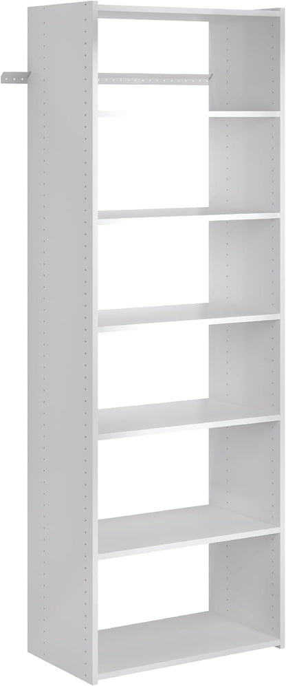 Easy Track PH38-WH Living Essentials - Shelf Tower Wood Closet Organizer, White