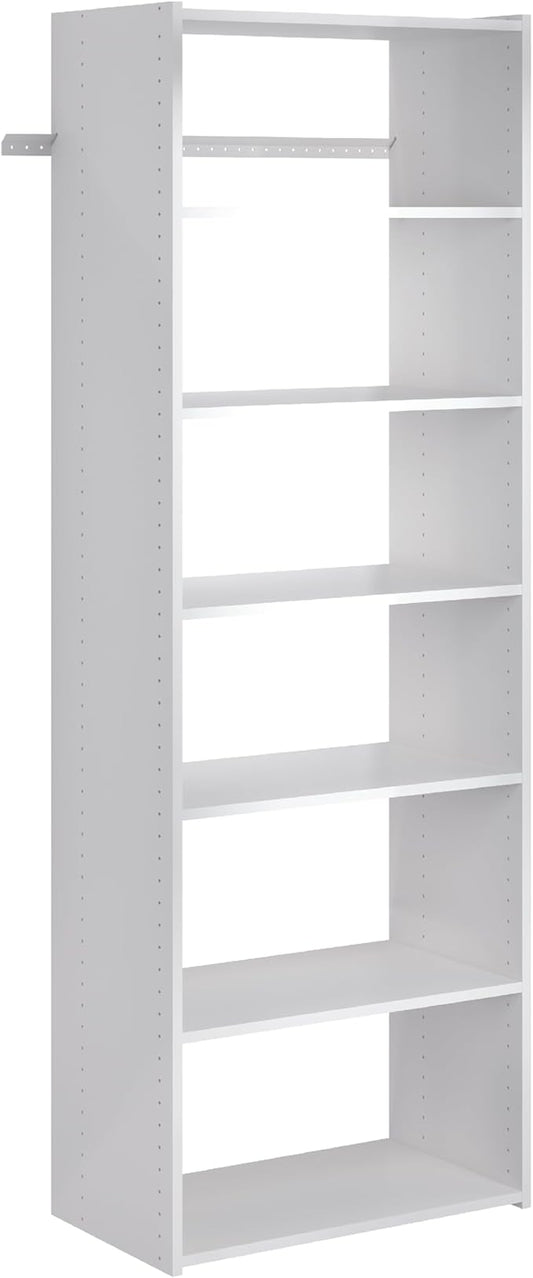 Easy Track PH38-WH Living Essentials - Shelf Tower Wood Closet Organizer, White