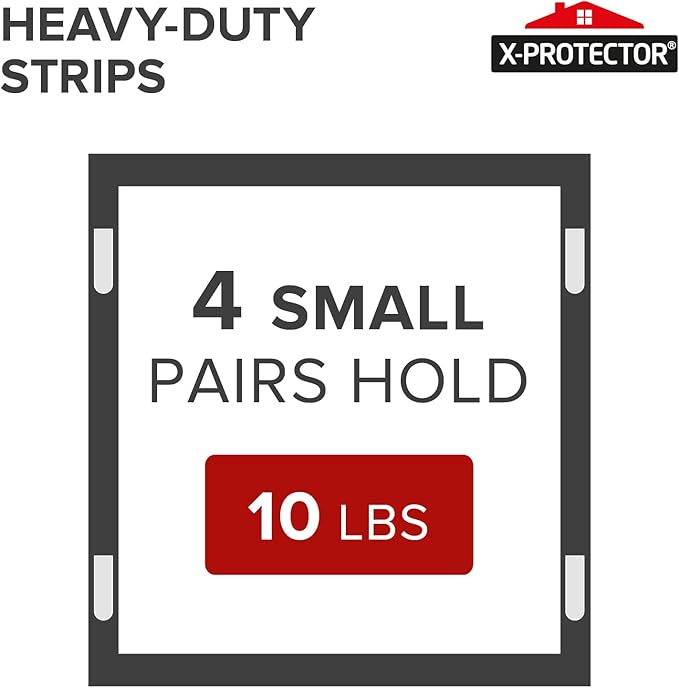 X-Protector Picture Hanging Strips - 20 Pairs Damage Free Picture Hangers - Self Adhesive Hangers Without Nails - Heavy Duty Wall Hanging Strips - Wall Sticky for Hanging Up to 10 LBS (Size S)