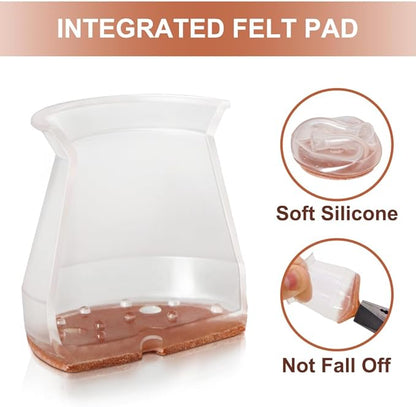 24 Pcs Chair Leg Floor Protectors for Hardwood Floors Silicone Covers Felt Pads Furniture Leg Caps Anti-Scratch Reduce Noise Fit (15/16" to 1-5/16")