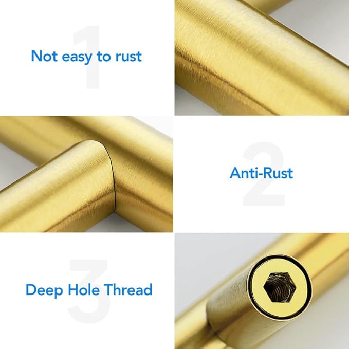 Brushed Brass Cabinet Handles 7-1/2 Inch Hole Spacing Stainless Steel Drawer Pulls for Cabinets, Dresser, Bathroom 20 Pack