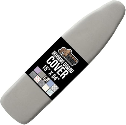 GORILLA GRIP The Original Ironing Board Cover and Pad, Silicone Coating, Thick Scorch Resistant Padding, Heavy Duty Iron Covers Standard Boards, Hook and Loop Fastener Strap, Silver, 15x54