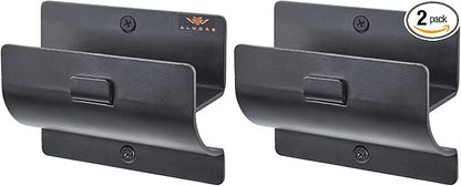 Ladder Hanger set of 2 For Garage Wall - Black Heavy Duty Utility Hook For Wall Mount Ladder Storage. Versatile Tool Holder To Maximize Space In Shed, Workshop, Garden, Hang Wheelbarrow, Folding Chair