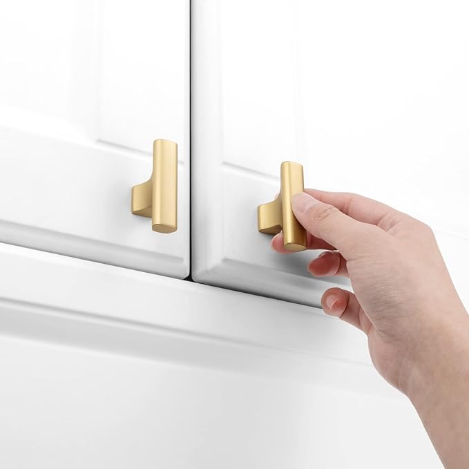 KOOFIZO 10-Pack Cabinet Knob - Brushed Gold Pull Handle (50mm / 2 Inch), K20 Solid Hardware for Kitchen Cupboard Door, Bedroom Dresser Drawer, Bathroom Wardrobe