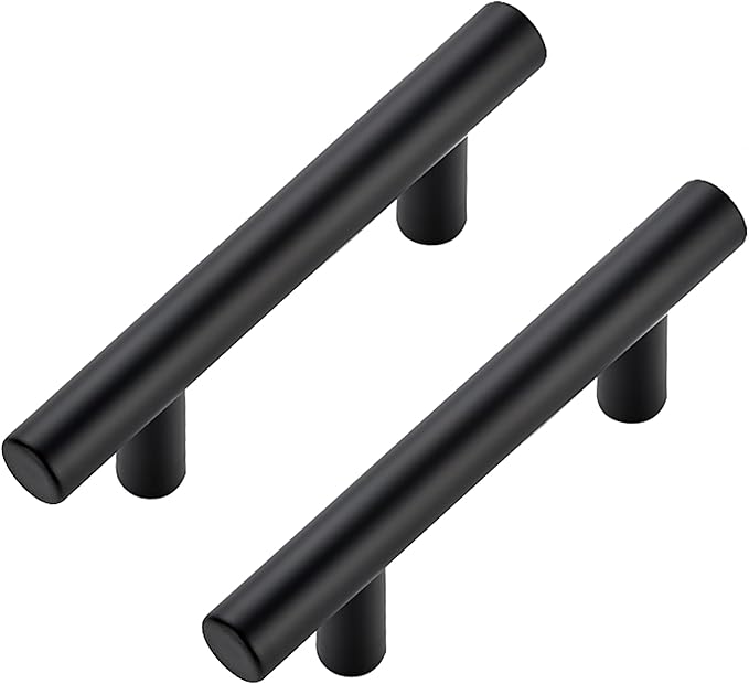 JOY DECOR 45 Pack Cabinet Handles, Black Cabinet Pulls, 2-1/2 in Hole Center Kitchen Hardware, Stainless Steel T Bar Handles for Dresser Drawers