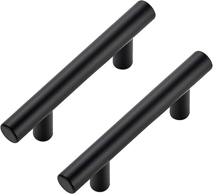 JOY DECOR 45 Pack Cabinet Handles, Black Cabinet Pulls, 2-1/2 in Hole Center Kitchen Hardware, Stainless Steel T Bar Handles for Dresser Drawers