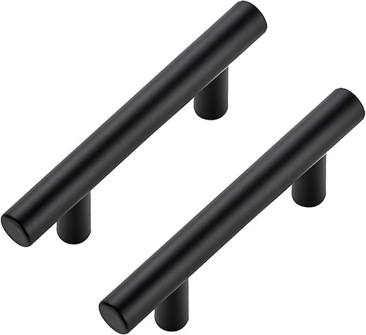 JOY DECOR 45 Pack Cabinet Handles, Black Cabinet Pulls, 2-1/2 in Hole Center Kitchen Hardware, Stainless Steel T Bar Handles for Dresser Drawers