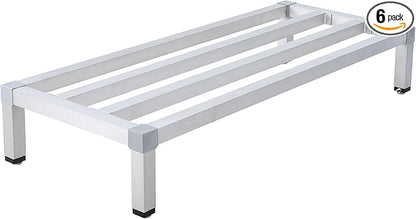 48" x 14" x 8" Aluminum Dunnage Rack | 1000 Lb Capacity | Low Shelf for Off-Floor Storage in Restaurants, Kitchens, Supermarkets, and Grocery Stores