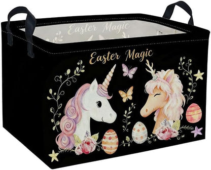 Rectangular Easter Unicorn Baskets Gift Basket Empty Kids Storage Bins Baby Girls Basket Kids Toy Storage Bin Organizer Box Room Decor for Home(Unicorn)
