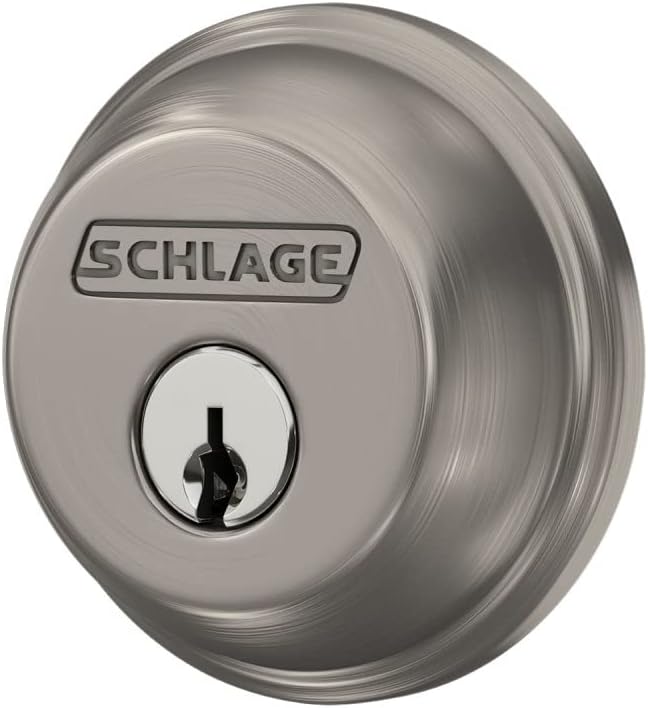 Schlage B60 N 619 Deadbolt, Keyed 1 Side, Highest Residential Security, Satin Nickel