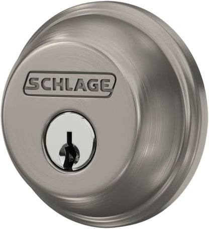 Schlage B60 N 619 Deadbolt, Keyed 1 Side, Highest Residential Security, Satin Nickel