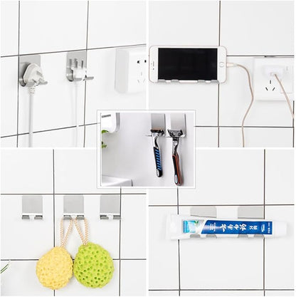 Razor Holder Shaver Hook Hanger Stand (2Pack) Self Adhesive Stainless Steel Utility Storage Hook,Shower Hook for Razor,Wreath Hangers for Front Doors,Bathroom Kitchen Organizer for Robe Towel Loofah