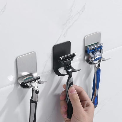 Razor Holder Shaver Hook Hanger Stand (2Pack) Self Adhesive Stainless Steel Utility Storage Hook,Shower Hook for Razor,Wreath Hangers for Front Doors,Bathroom Kitchen Organizer for Robe Towel Loofah