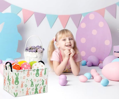 Easter Baskets for Kids Gift Bunny Basket Empty for Boys and Girls Rectangular Toy Storage Bins Organizer Bin Box Cute Egg Room Decor for Home(Easter Bunny)