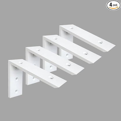 Countertop Support Bracket 4 Pack - 8 Inch Heavy Duty 3/8" Thick White Granite Shelf L Bracket 8"x6"x2.5" - Mantel Corbels for Quartz/Wood/Concrete/Laminate