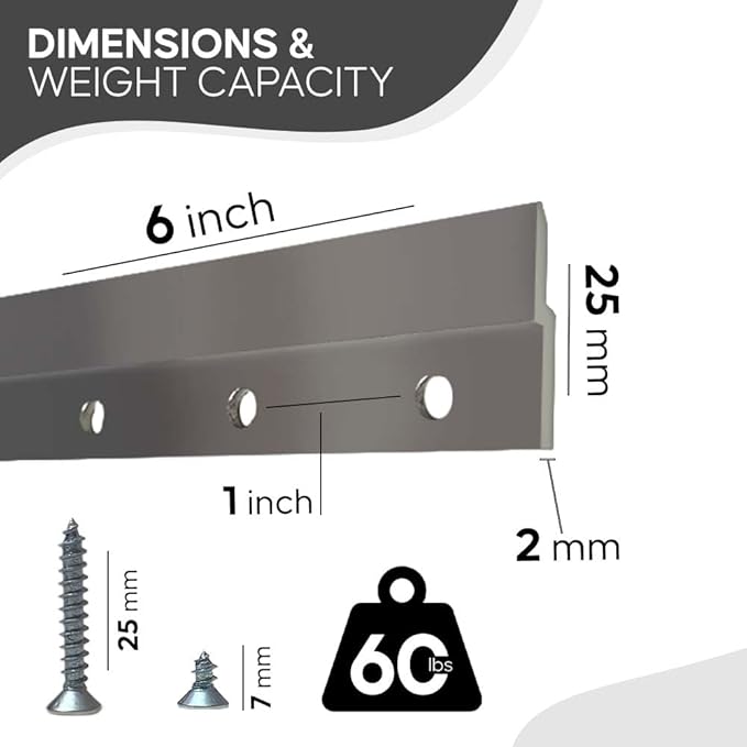 Versatile 6 inch 3 Pairs French Cleat Hanger Heavy Duty - Mirror Brackets for Wall Mounting - Aluminium French Cleat Mirror Hanging Kit (Supports Upto 60 lbs)
