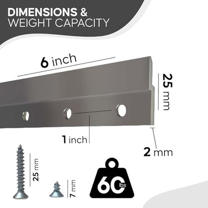 Versatile 6 inch 3 Pairs French Cleat Hanger Heavy Duty - Mirror Brackets for Wall Mounting - Aluminium French Cleat Mirror Hanging Kit (Supports Upto 60 lbs)