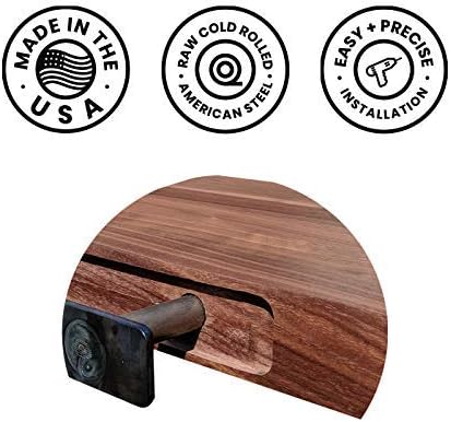 Floating Shelf Bracket 2 Pack - 18” Hidden Shelf Brackets, 150 LB Weight Capacity Supports Wall Mounted Floating Shelves of Any Length, 3/4 Inch Industrial Solid Steel Support Rods Walnut Wood Works