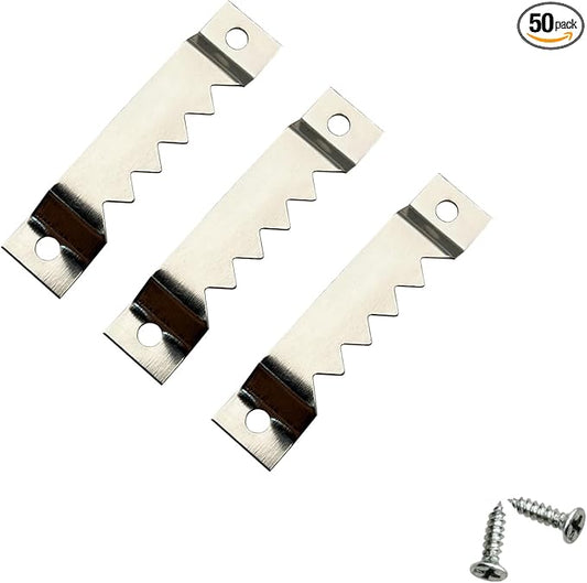 50 Pack Large Sawtooth Picture Hangers Steel Picture Hangers Picture Frames Hangers with Screws Picture Hang Solutions, for Hanging Clock Paintings Artwork Picture Frame Hook Photos (Silver)