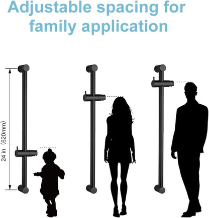OFFO Shower Slide Bar 24 in Segmental Slide Bar Adjustable Installation Distance 18-24 in with 360° Adjustable Handheld Shower Head Holder for Bathroom, Screw Wall Mounted, Matte Black