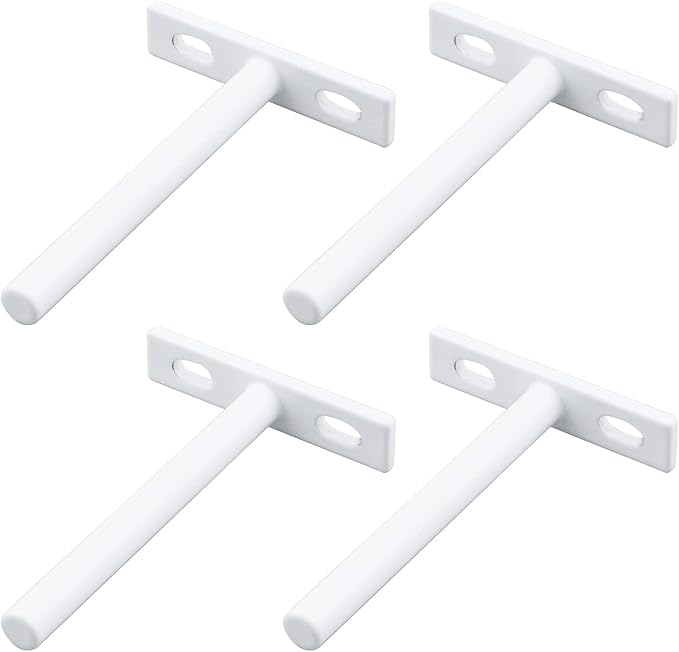 Antrader 4 Sets 4" Heavy Duty Blind Shelf Supports Hidden Brackets, Suitable for Wood Shelves, with Screws and Anchors, White