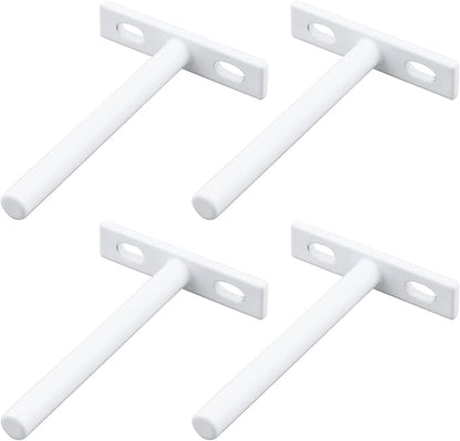 Antrader 4 Sets 4" Heavy Duty Blind Shelf Supports Hidden Brackets, Suitable for Wood Shelves, with Screws and Anchors, White