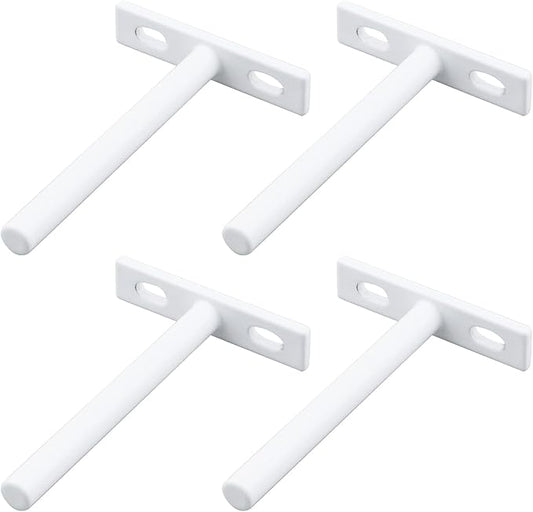 Antrader 4 Sets 4" Heavy Duty Blind Shelf Supports Hidden Brackets, Suitable for Wood Shelves, with Screws and Anchors, White