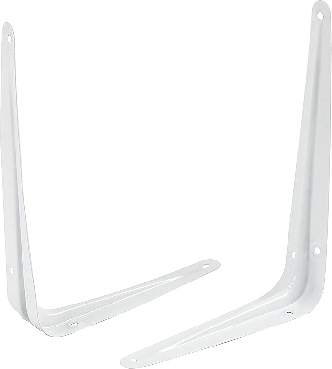 ZOENHOU 24 Pack 10 x 12 Inch White Shelf Brackets, Heavy Duty L Bracket Support with 144 Screws and 72 Expansion Tubes, Metal Wall Corner Angle Shelving Shelf Bracket for Wall Hanging Shelves