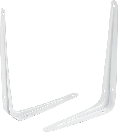 ZOENHOU 24 Pack 10 x 12 Inch White Shelf Brackets, Heavy Duty L Bracket Support with 144 Screws and 72 Expansion Tubes, Metal Wall Corner Angle Shelving Shelf Bracket for Wall Hanging Shelves