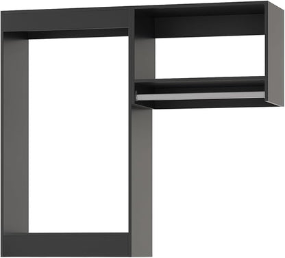 Modular Closet, 55" Wide Organizer with Hanging, Wood Tower Storage for Walk-in Closets, Wall Mounted Wardrobe Kit, Bedroom, Black
