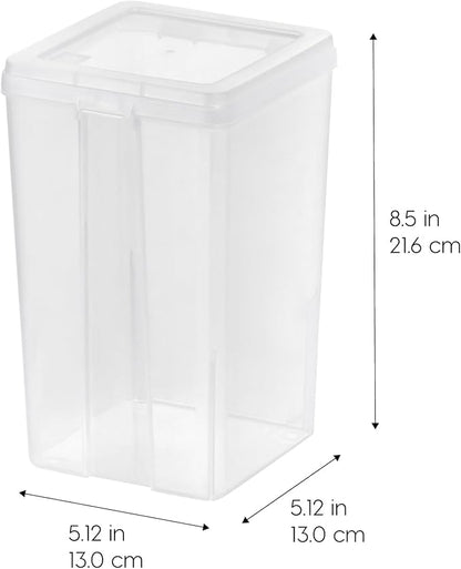IRIS USA Vertical Plastic Flip Top Storage Containers Bins with Lids for Pantry, Home, Office, Organization, Medium, Stackable Hinged Organizer with Latches, Clear, 10 Pack