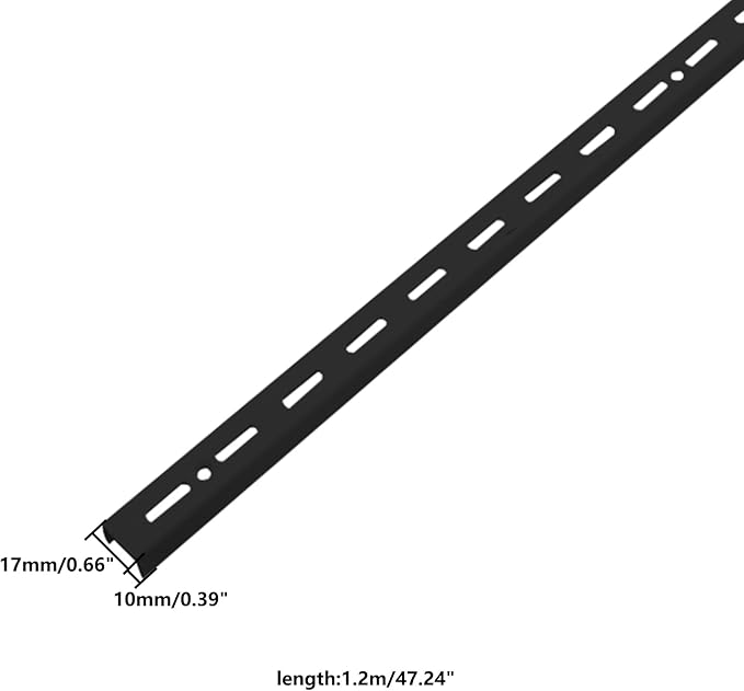 Shelving Track,ULIFESTAR Dual Trak Adjustable Wood Shelf Bracket,2PCS Direct Mount Into Fasttrack Garage Rail,Garage Organization System (17*10*1200mm/0.66*0.39*47.24" Single Row Black)