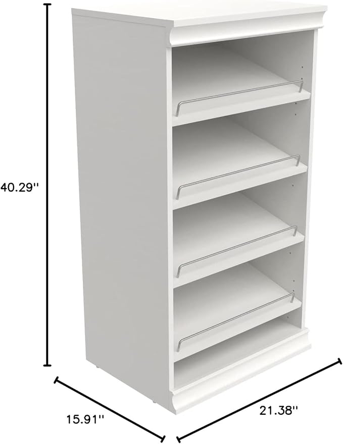 ClosetMaid Modular Storage Shelf Unit with Angled Shoe Shelves, White
