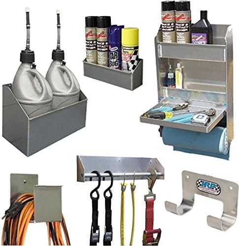 Speedway Motors Deluxe Junior Trailer and Garage Organizer Kit, All Aluminum Storage System with Strap Rack, Cord Holder, Spray Can Shelf, Fuel Jug Rack and Door Cabinet