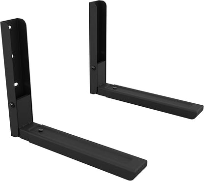 AVF Wall-Mounted Microwave Oven Brackets – Universal Fit, Heavy-Duty Black Steel – Adjustable Arms Hold Up to 99 lbs – Set of 2 Microwave Shelf Support Brackets