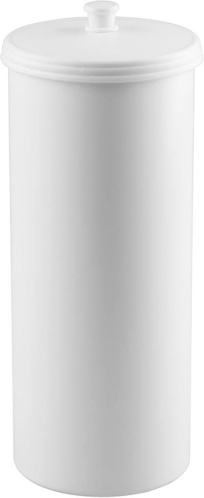 iDesign Freestanding Bathroom Toilet Paper Storage Holder with Lid for 3 Extra Rolls, 2-Pack, White
