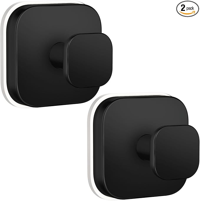 BKV Suction Cup Hooks for Shower,Heavy Duty Shower Hooks for Bathroom Wall,Glass Windows,Smooth Doors to Hang Towels,Robes,Coat,Reusable Suction Cup Wreath Hanger for Christmas Wreaths-Black(2 Pack)