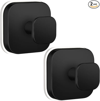 BKV Suction Cup Hooks for Shower,Heavy Duty Shower Hooks for Bathroom Wall,Glass Windows,Smooth Doors to Hang Towels,Robes,Coat,Reusable Suction Cup Wreath Hanger for Christmas Wreaths-Black(2 Pack)