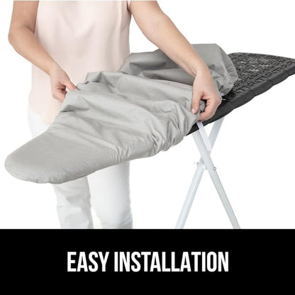 GORILLA GRIP The Original Ironing Board Cover and Pad, Silicone Coating, Thick Scorch Resistant Padding, Heavy Duty Iron Covers Standard Boards, Hook and Loop Fastener Strap, Silver, 18x49