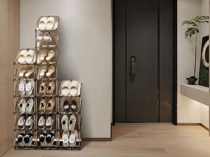 YYW Clear Narrow Shoe Rack for Entryway, Free Standing Shoe Racks Shelf Closet, Shoe Storage Organizer for Living Room