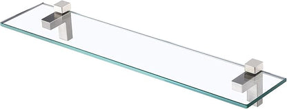 KES 24 Inch Bathroom Glass Shelf Wall Mounted Tempered Glass Shelf Brushed Nickel Finish, BGS3201S60-2