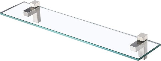 KES 24 Inch Bathroom Glass Shelf Wall Mounted Tempered Glass Shelf Brushed Nickel Finish, BGS3201S60-2