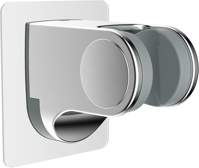 Hibbent Showerhead Holder, Strong Adhesive and Waterproof Handheld Shower Holder and Bracket, Height Adjustable Shower Wand Holder, Wall Mount, No Drilling, Chrome Finish