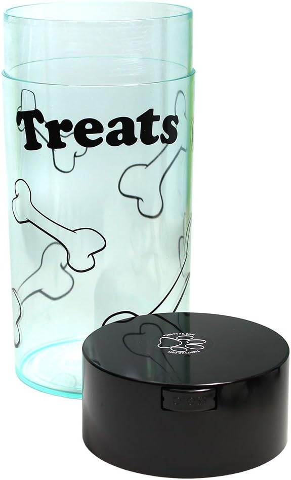 Tightpac Pawvac 24 Ounce Vacuum Sealed Pet Food Storage Container; Black Cap & Clear Body/Black Treats