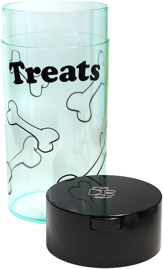 Tightpac Pawvac 24 Ounce Vacuum Sealed Pet Food Storage Container; Black Cap & Clear Body/Black Treats